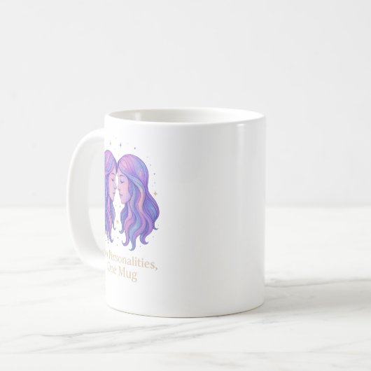 Gemini Zodiac Mug – Funny Gemini Gift – Pastel Kaffeetasse (Vorderseite Links)