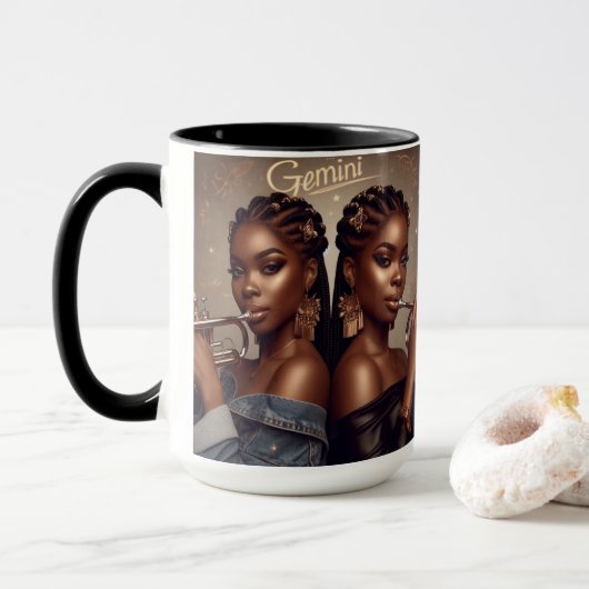 Gemini Zodiac Musician Trumpet Tasse (Mit Donut)