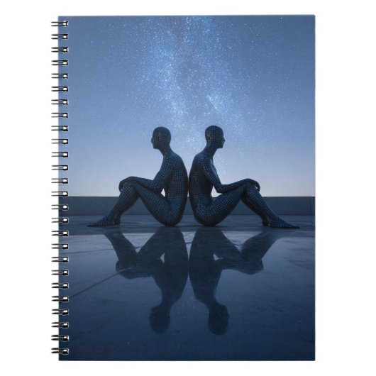 Gemini Zodiac Notebook - Kosmische Twins Notizblock (Vorderseite)