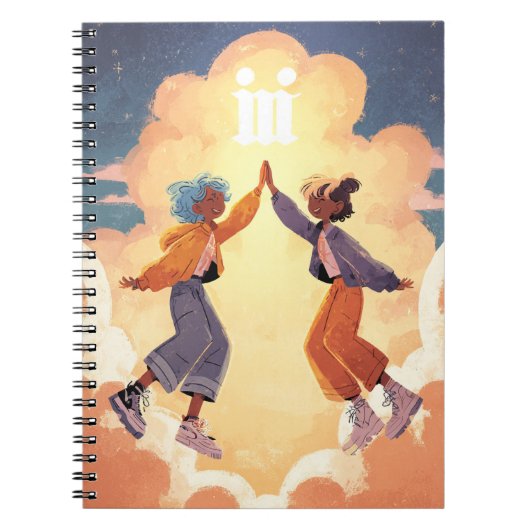 Gemini Zodiac-Notebook - Playful Twin Energy Notizblock (Vorderseite)