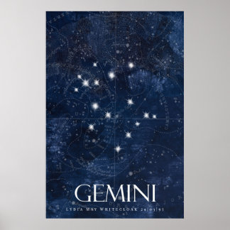 Gemini Zodiac Poster mit Namen, Sternzeichen zodia