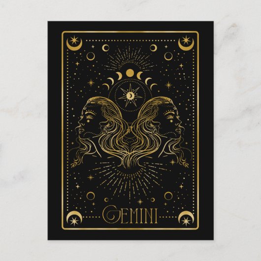 Gemini zodiac postkarte (Vorderseite)