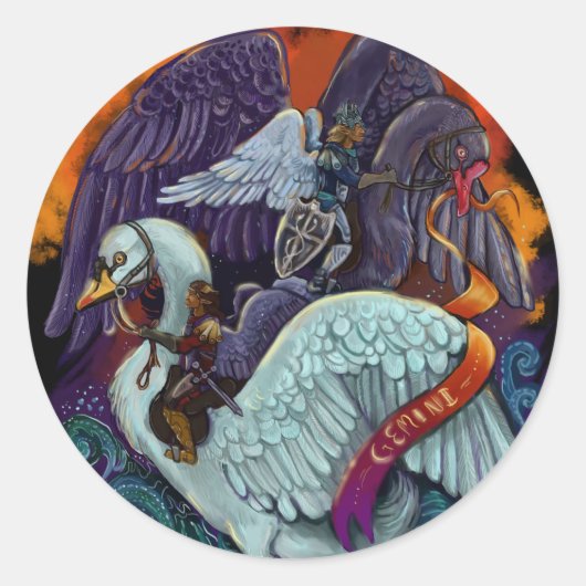 Gemini~zodiac Runder Aufkleber (Vorderseite)