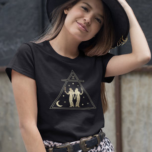 Gemini Zodiac Sign Air Element in Gold T-Shirt