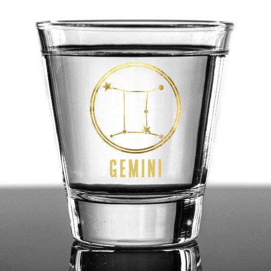 Gemini Zodiac Sign Astrologie Horoskop Gold Schnapsglas