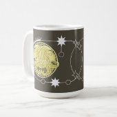 Gemini Zodiac Sign Astrologie Mandala Gelb Weiß Kaffeetasse (Vorderseite Links)