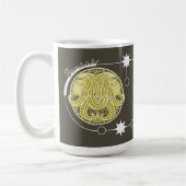 Gemini Zodiac Sign Astrologie Mandala Gelb Weiß Kaffeetasse (Links)