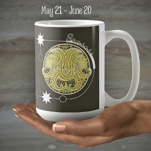 Gemini Zodiac Sign Astrologie Mandala Gelb Weiß Kaffeetasse