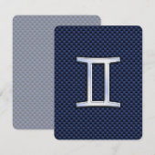Gemini Zodiac Sign auf Blue Carbon Fibre Style (Vorne/Hinten)