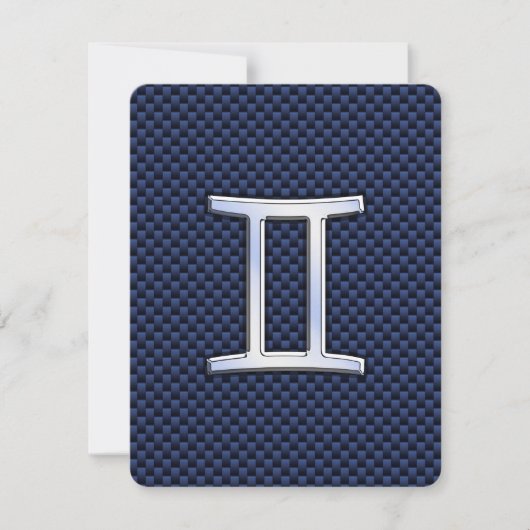 Gemini Zodiac Sign auf Blue Carbon Fibre Style (Vorderseite)