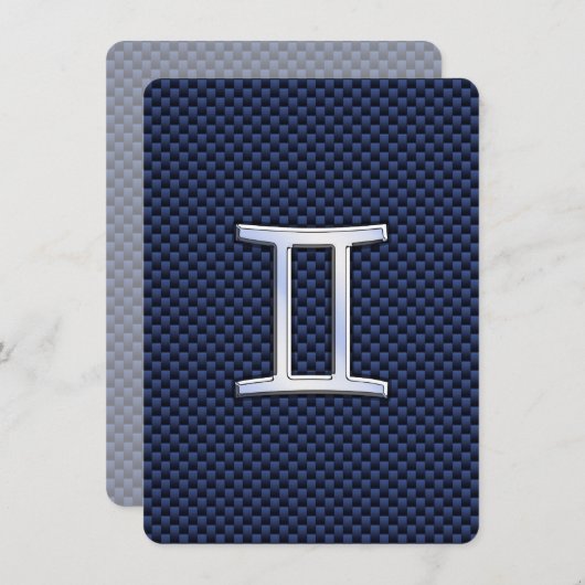Gemini Zodiac Sign auf Blue Carbon Fibre Style (Vorne/Hinten)