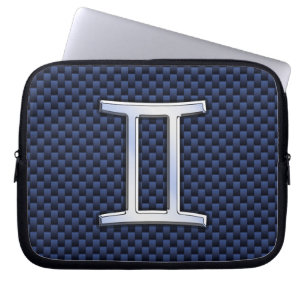 Gemini Zodiac Sign auf Blue Carbon Fibre Style Laptopschutzhülle