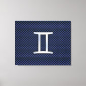 Gemini Zodiac Sign auf Blue Carbon Fibre Style Leinwanddruck (Vorderseite)