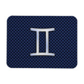Gemini Zodiac Sign auf Blue Carbon Fibre Style Magnet (Horizontal)