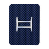 Gemini Zodiac Sign auf Blue Carbon Fibre Style Magnet (Vertikal)