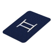Gemini Zodiac Sign auf Blue Carbon Fibre Style Magnet (Linke Seite)