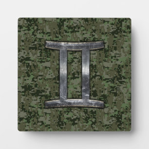 Gemini Zodiac Sign auf Green Digital Camouflage Fotoplatte