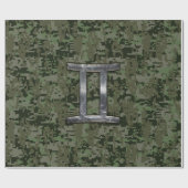 Gemini Zodiac Sign auf Green Digital Camouflage Geschenkpapier (Flach)