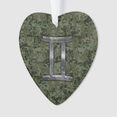 Gemini Zodiac Sign auf Green Digital Camouflage Ornament (Vorderseite)