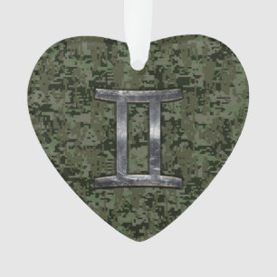 Gemini Zodiac Sign auf Green Digital Camouflage Ornament