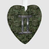 Gemini Zodiac Sign auf Green Digital Camouflage Ornament (Vorderseite)