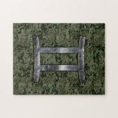 Gemini Zodiac Sign auf Green Digital Camouflage Puzzle (Horizontal)