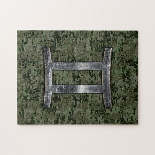 Gemini Zodiac Sign auf Green Digital Camouflage Puzzle (Horizontal)