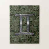 Gemini Zodiac Sign auf Green Digital Camouflage Puzzle (Vertikal)