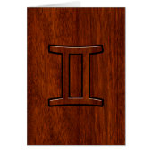 Gemini Zodiac Sign auf Mahogany Wood Style (Vorne)