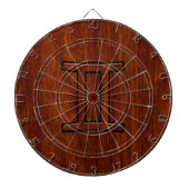 Gemini Zodiac Sign auf Mahogany Wood Style Dartscheibe (vorne)