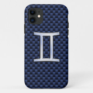 Gemini Zodiac Sign auf Navy Blue Carbon Fibre Prin Case-Mate iPhone Hülle