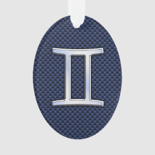 Gemini Zodiac Sign auf Navy Blue Carbon Fibre Prin Ornament