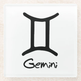 Gemini Zodiac Sign auf weißem Hintergrund Glasuntersetzer