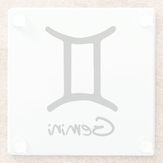 Gemini Zodiac Sign auf weißem Hintergrund Glasuntersetzer (Rückseite)