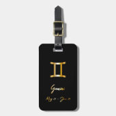 Gemini Zodiac Sign Black & Gold Gepäckanhänger (Vorderseite vertikal)