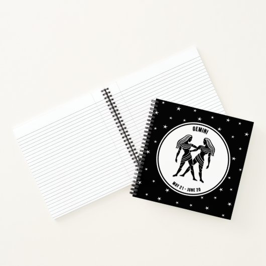 Gemini Zodiac Sign, Black & White Notebook Notizblock (Innenseite)
