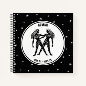 Gemini Zodiac Sign, Black & White Notebook Notizblock (Vorderseite)