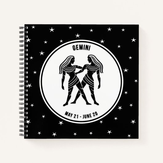 Gemini Zodiac Sign, Black & White Notebook Notizblock (Vorderseite)