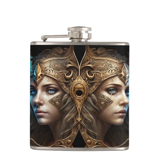 Gemini Zodiac Sign Flachmann (Vorderseite)