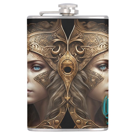 Gemini Zodiac Sign Flachmann (Vorderseite)