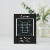 Gemini Zodiac Sign Fusion Zitat in Blue and White Postkarte (Stehend Vorderseite)