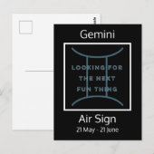 Gemini Zodiac Sign Fusion Zitat in Blue and White Postkarte (Vorne/Hinten)