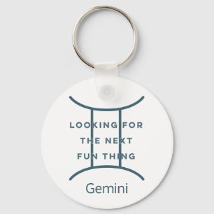 Gemini Zodiac Sign Fusion Zitat in Blue Text Gebur Schlüsselanhänger