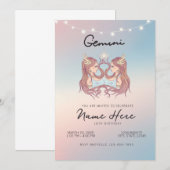 Gemini Zodiac Sign Geburtstag Einladung (Vorne/Hinten)