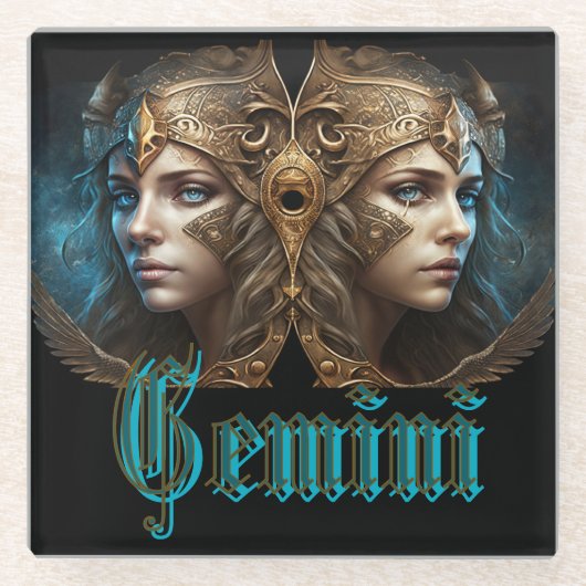 Gemini Zodiac Sign Glasuntersetzer (Vorderseite)