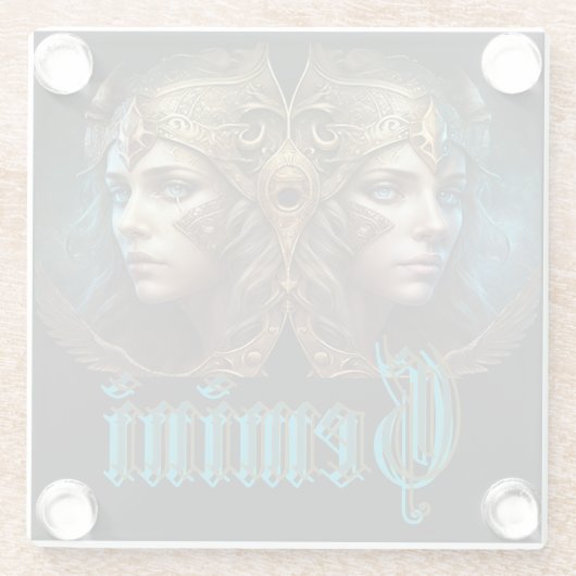 Gemini Zodiac Sign Glasuntersetzer (Rückseite)