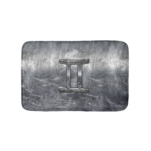 Gemini Zodiac Sign Grunge gestörtes Silber Badematte