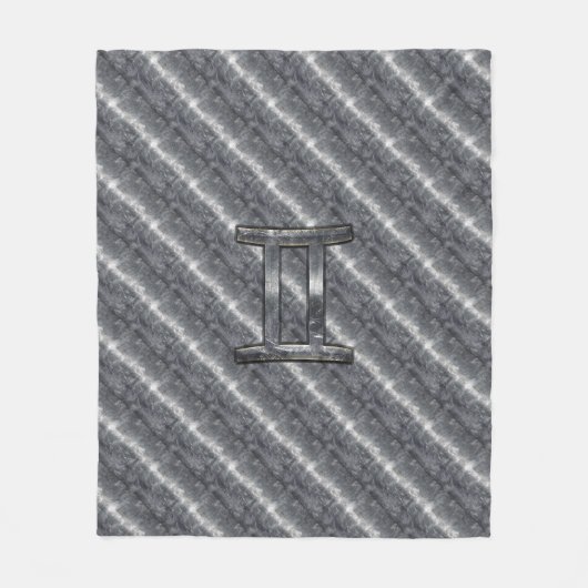 Gemini Zodiac Sign Grunge gestörtes Silber Fleecedecke (Vorderseite)