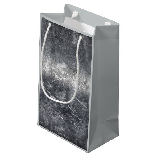 Gemini Zodiac Sign Grunge gestörtes Silber Kleine Geschenktüte (Rückseite Schrägansicht)