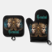 Gemini Zodiac Sign Ofenhandschuh & Topflappen-Set (Vorderseite)